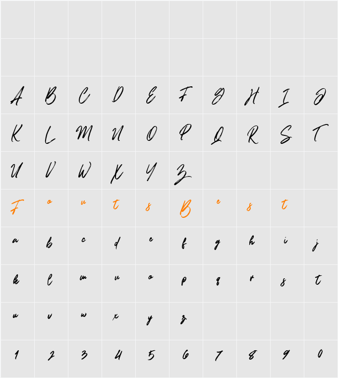 Brushfox Character Map