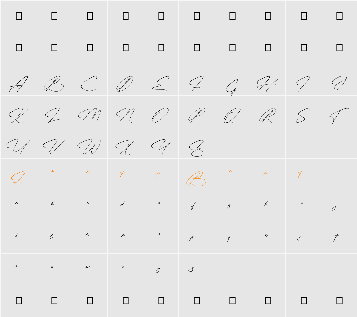 Quenttine Signature Personal Use Only Character Map