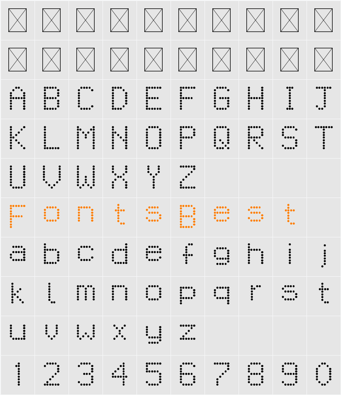 Metro Time Sign Character Map