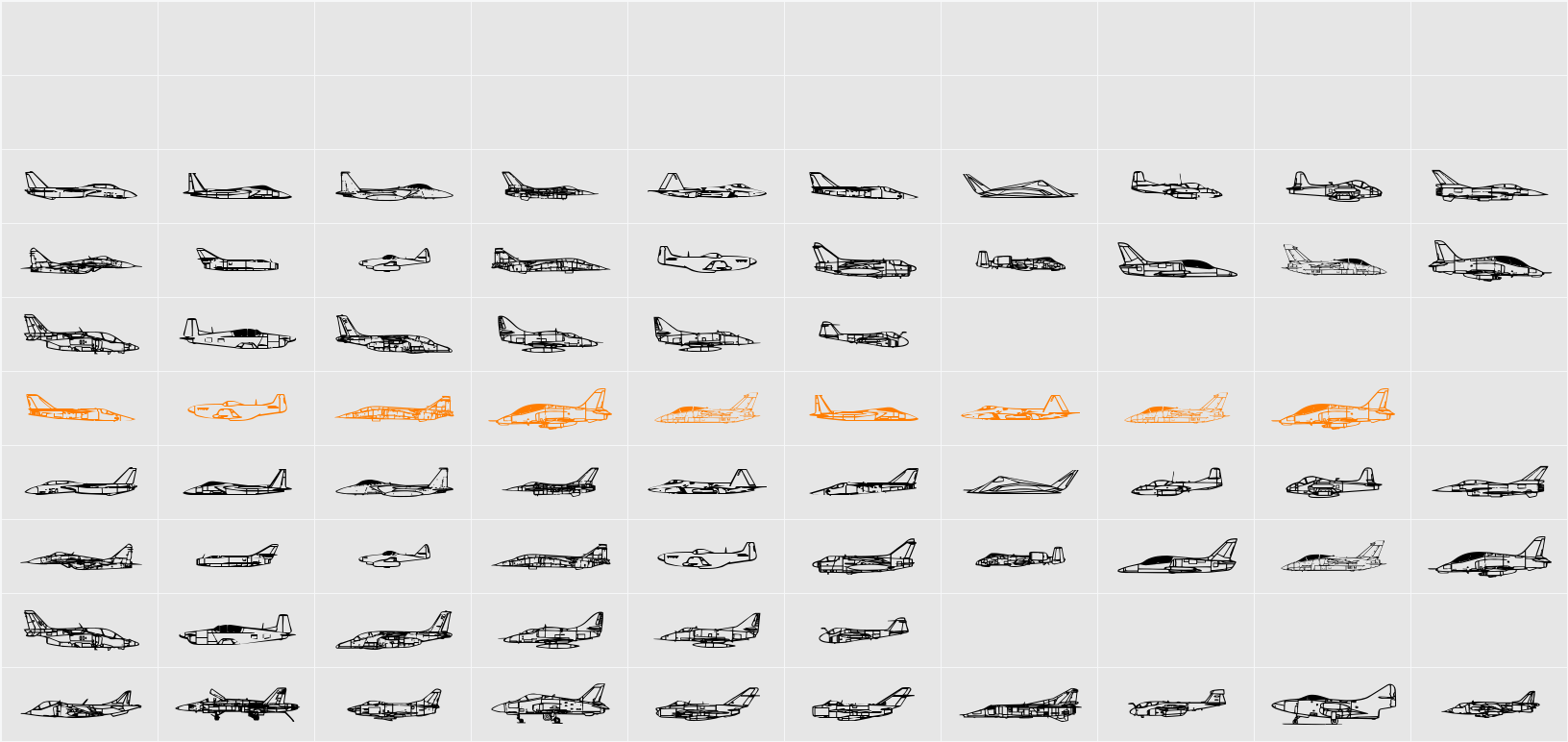 Air Force II Character Map