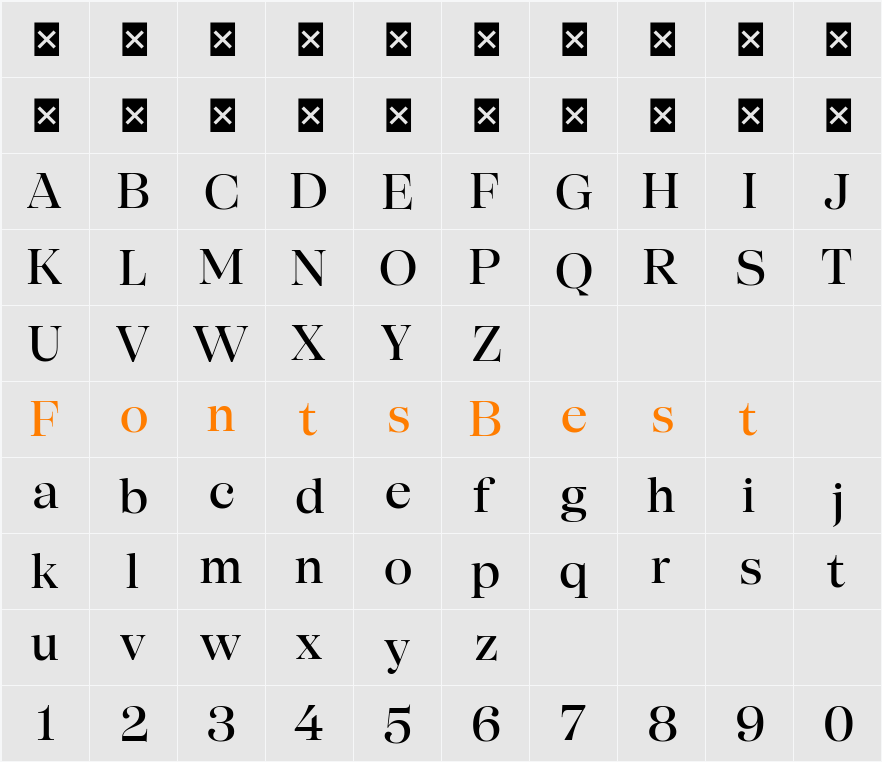 SFT Schrifted Serif TRIAL D D Medium Character Map