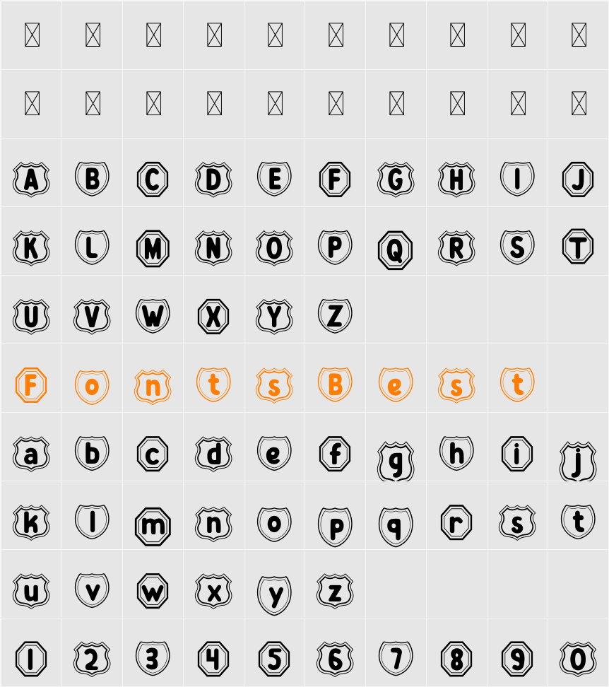 Zany Route Badge Character Map
