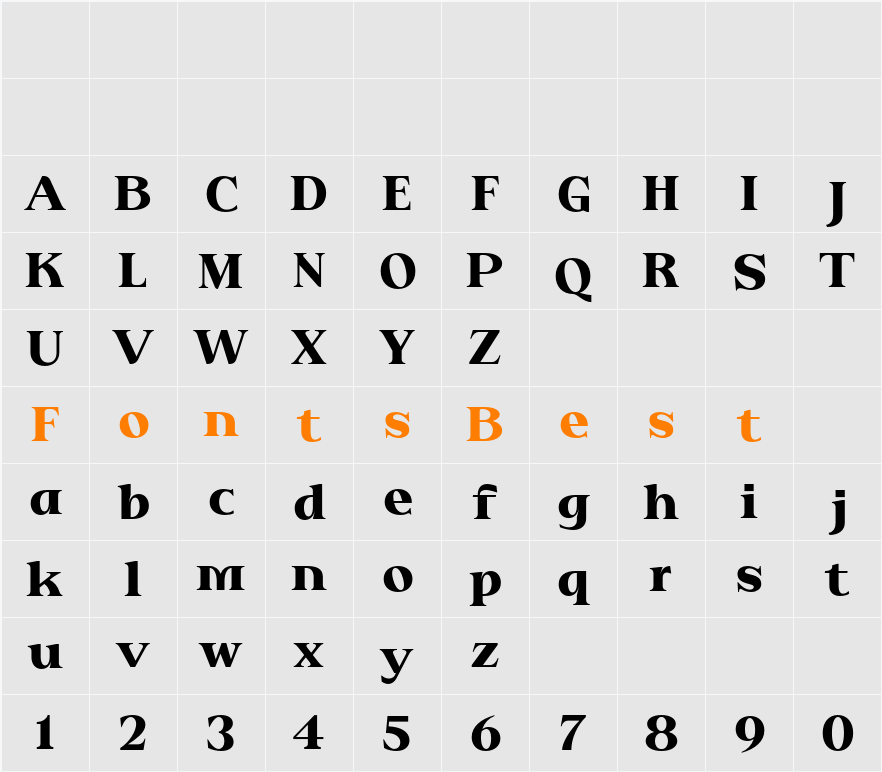 Patihan Serif Bold Character Map