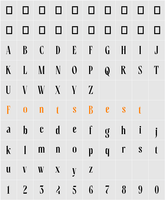Rosseti Character Map