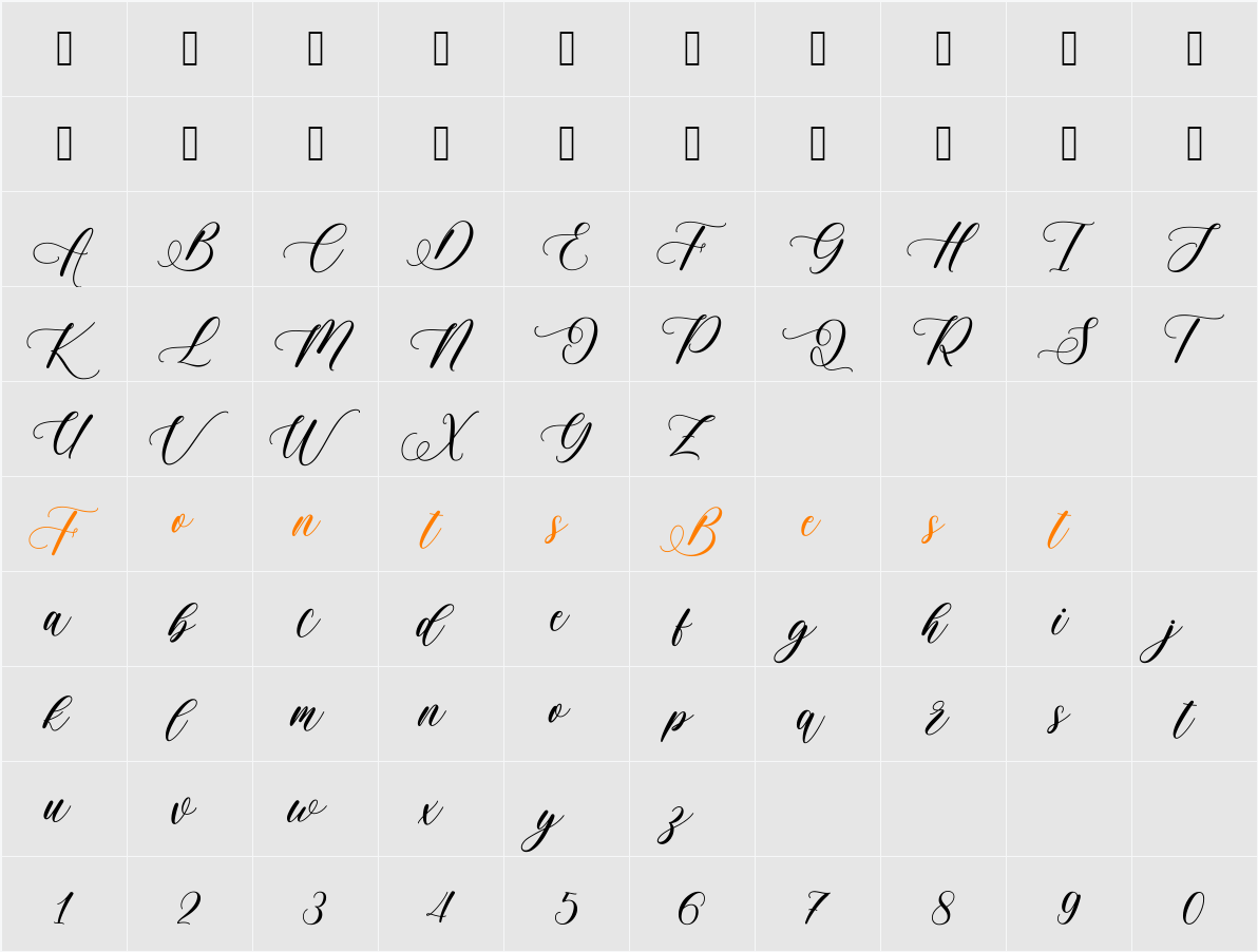 Anabeilla_DEMO Character Map