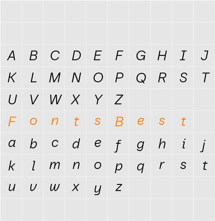 Baru Sans Demo Light Character Map