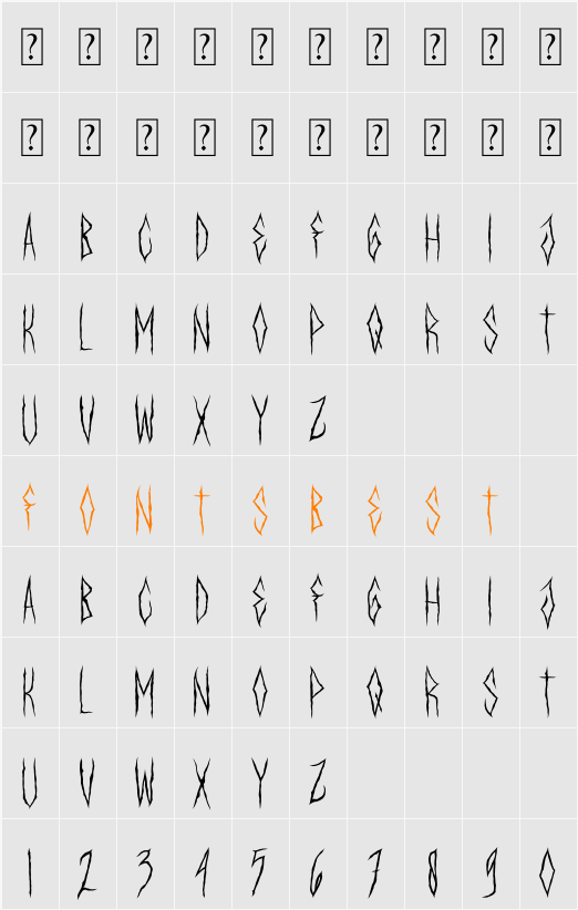 SETANZ Character Map