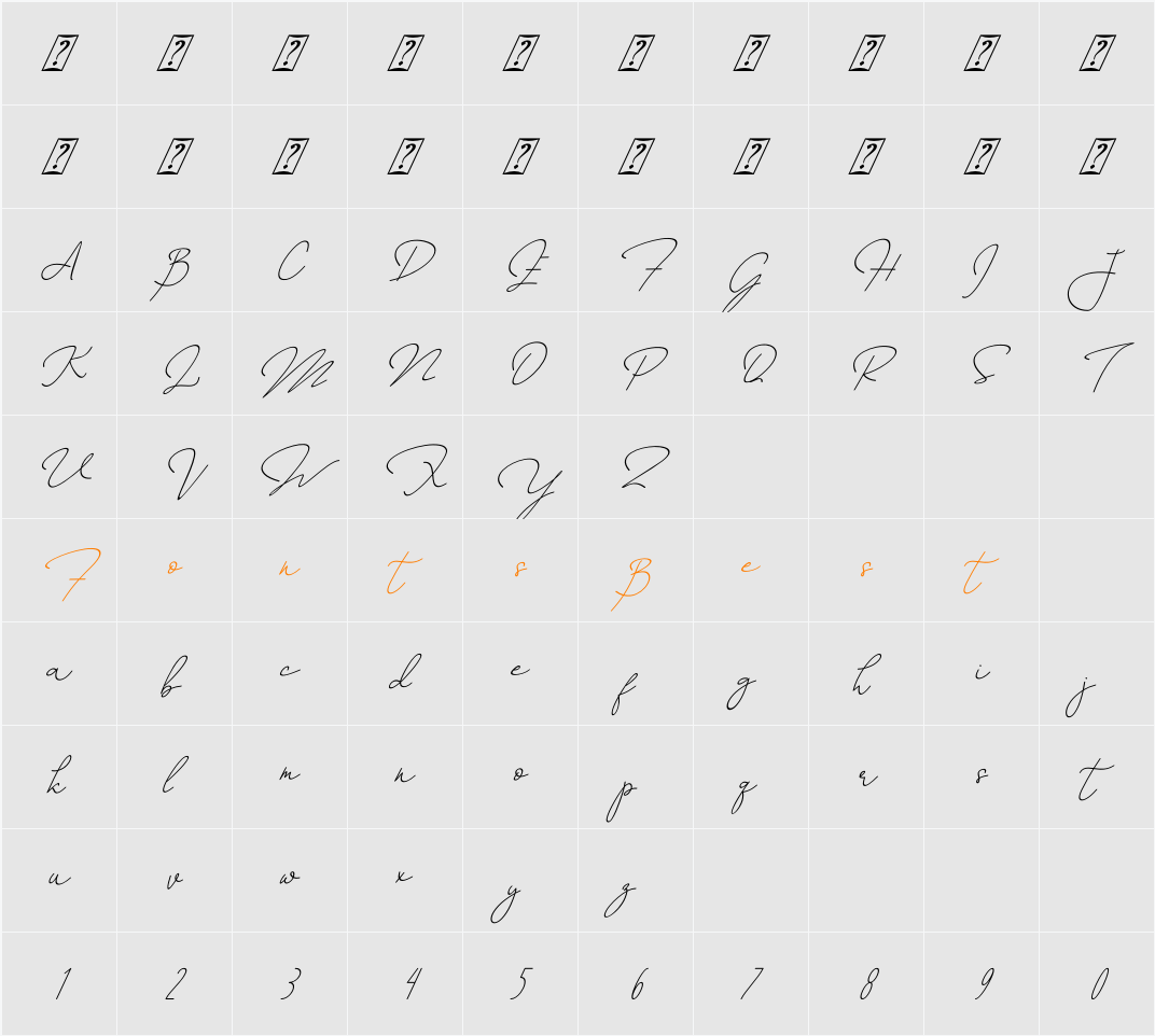 Annisa Slant Character Map