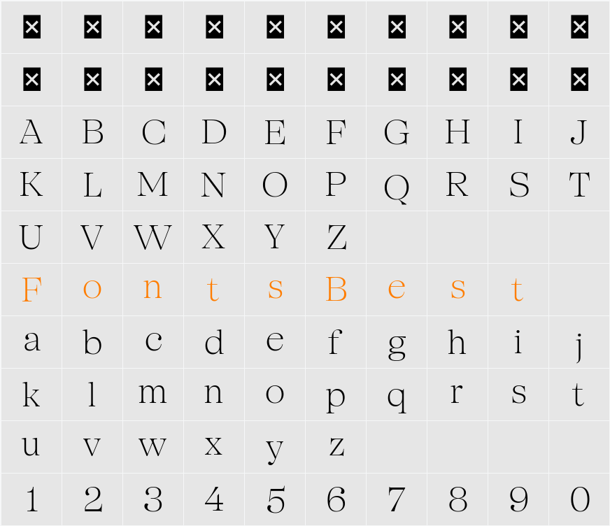 SFT Schrifted Serif TRIAL D D ExLight Character Map