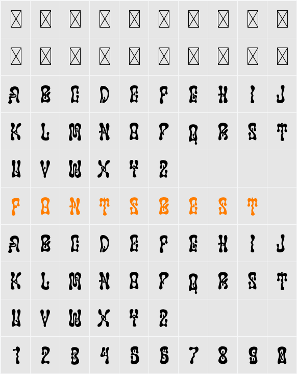 Squidwod Character Map