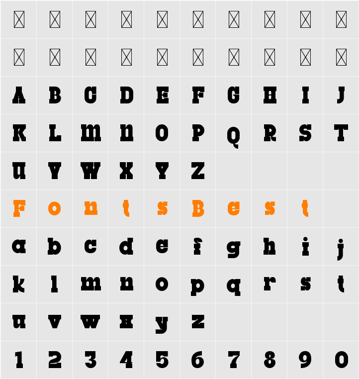 Rigrofe Character Map