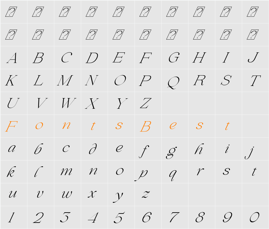 Beautiful Comethrue Ultra Light Character Map