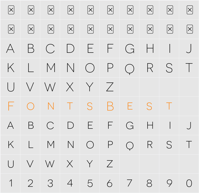 Novecento sans wide Light Character Map