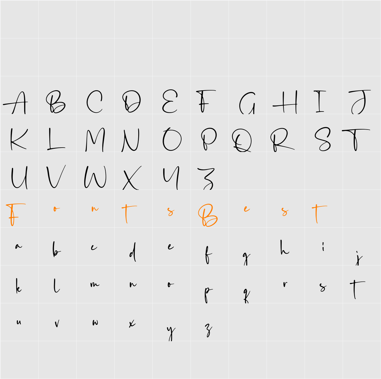 Acardia Character Map
