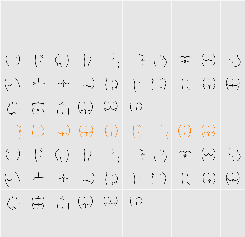Alphabutt Base A Character Map