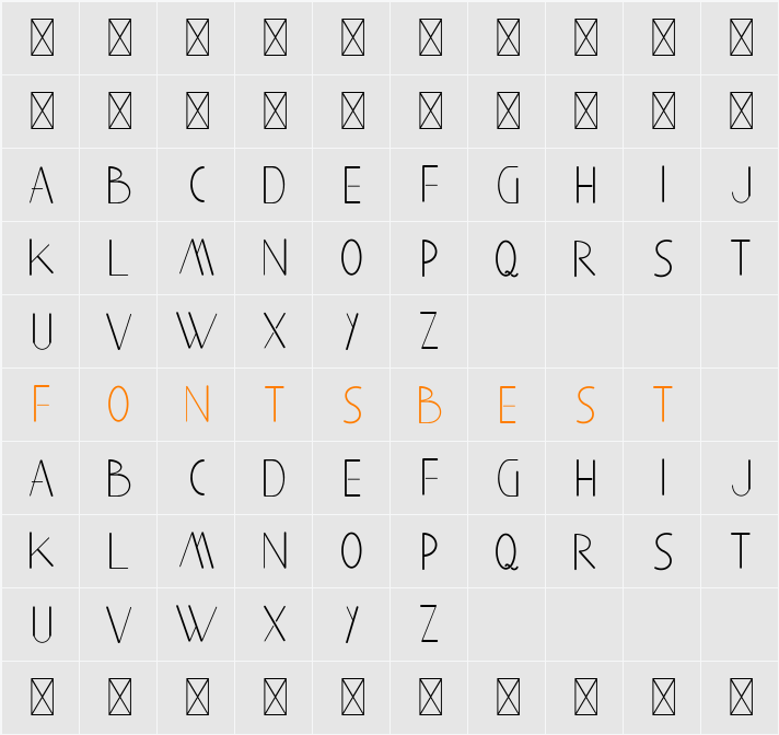 Aghnestademo Sans Character Map