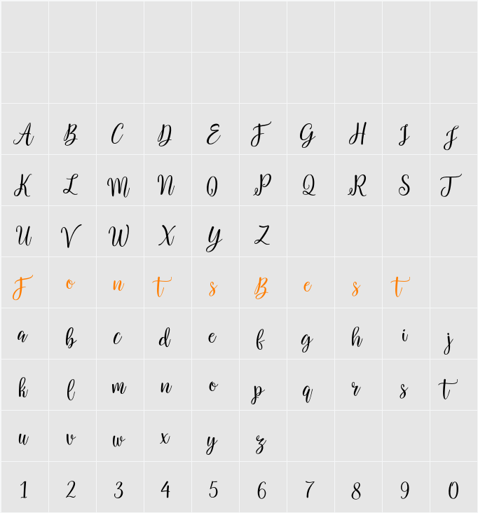 Salbatora Script Character Map