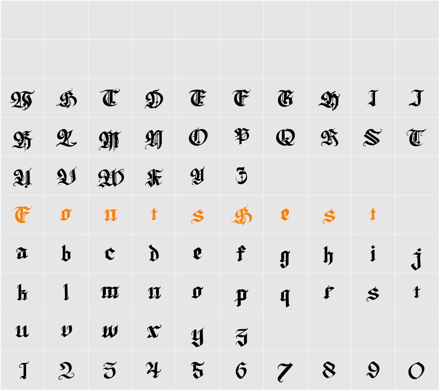 Wolfhagen Blackletter Character Map