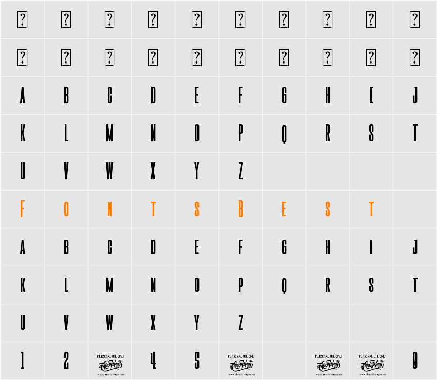 The Chatalestick Sans Character Map
