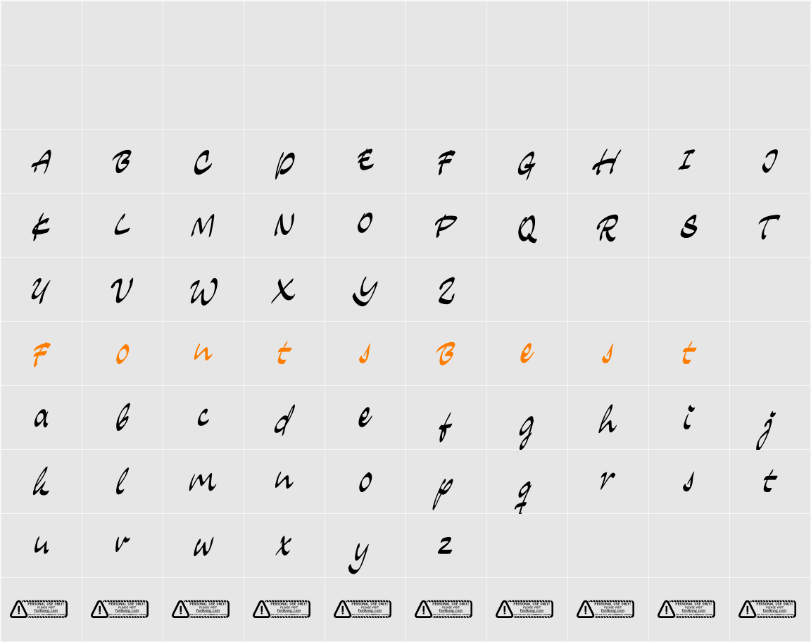 Tacoya PERSONAL USE ONLY! Character Map