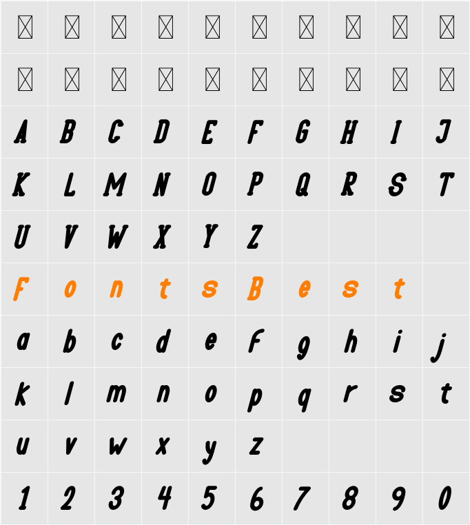 LOVI Character Map