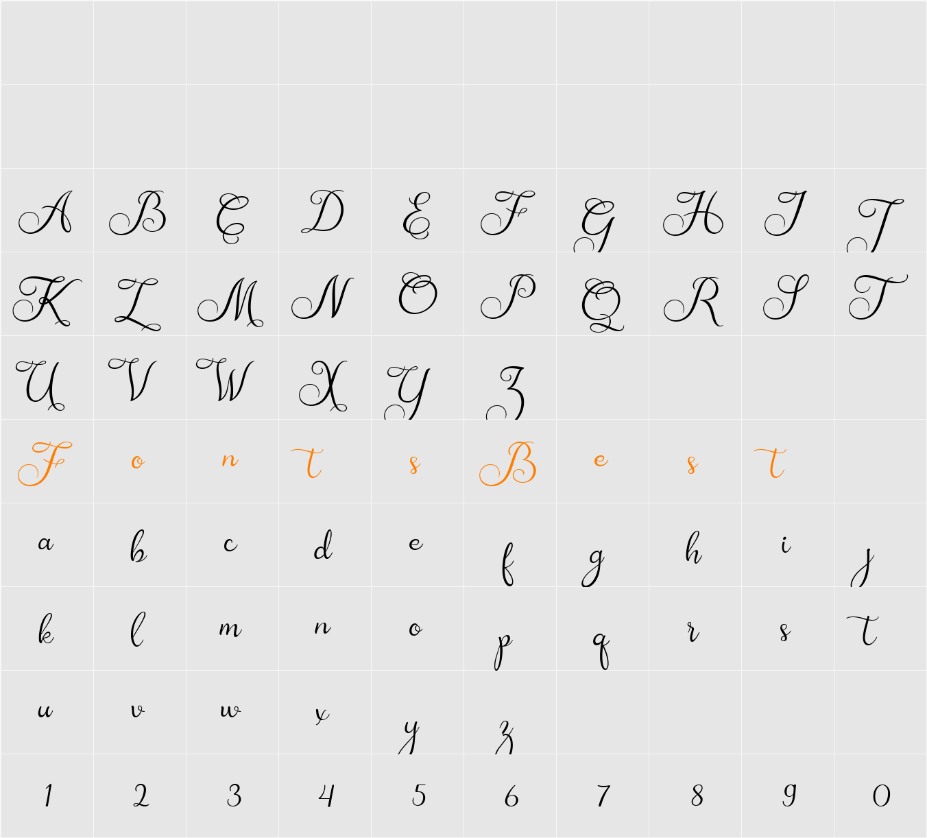 Amanah Script Character Map