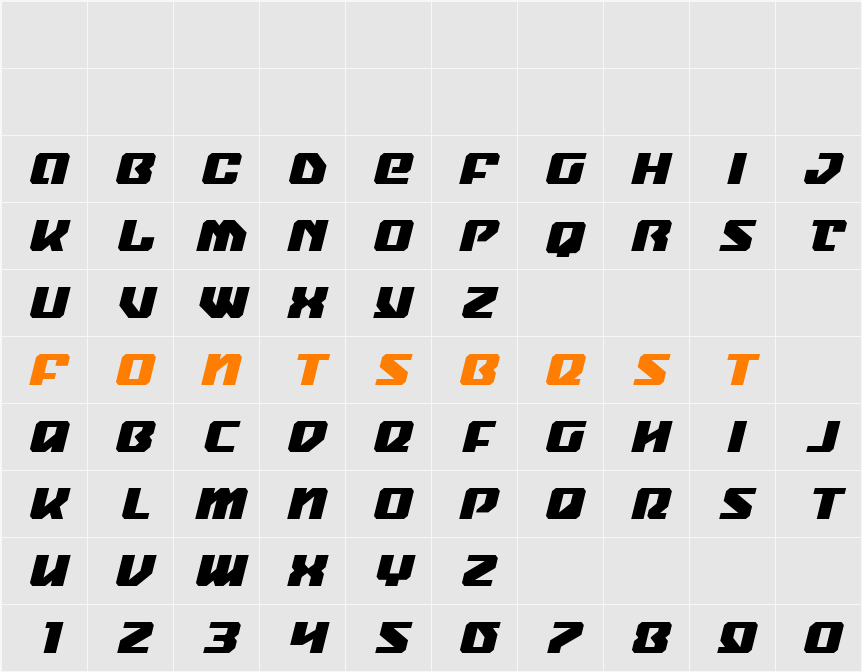 Legacy Cyborg 2 Title Italic Character Map