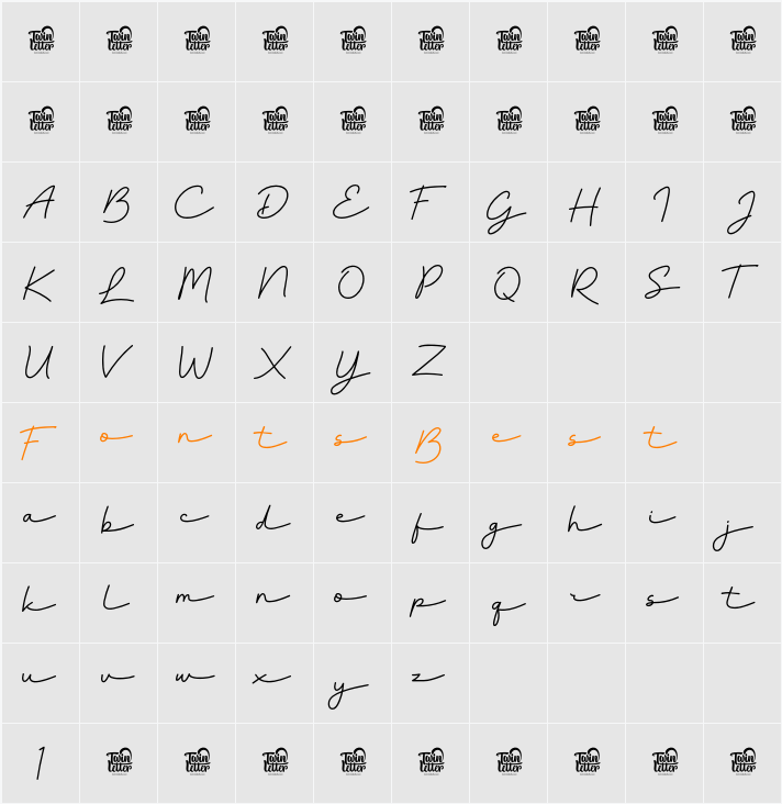 Bountelan Trial Regular Character Map