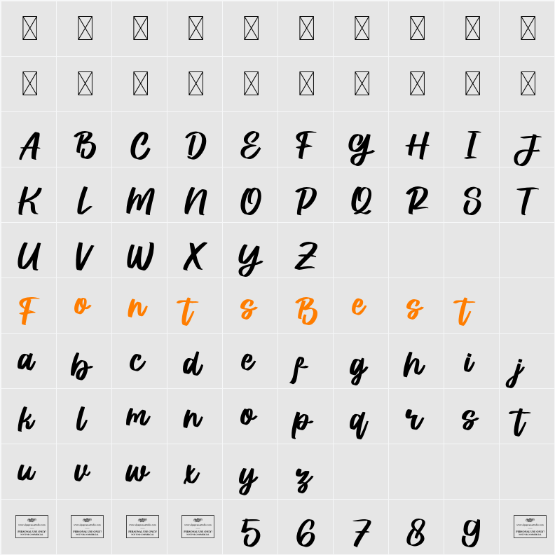 Prestiche Free Character Map
