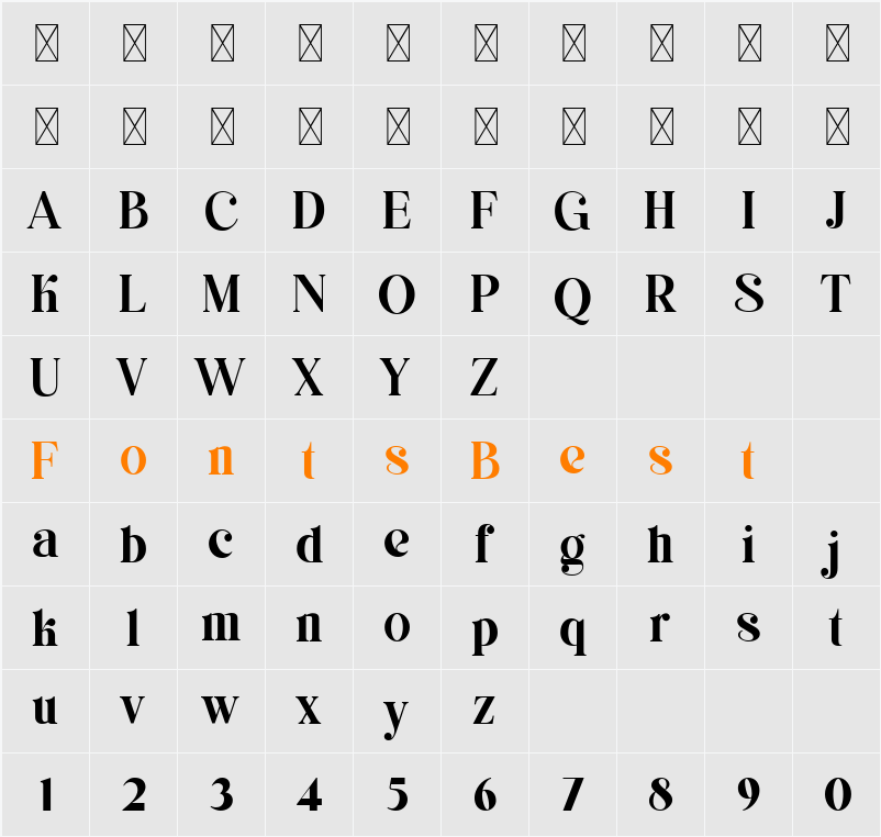 Stanbriged Character Map
