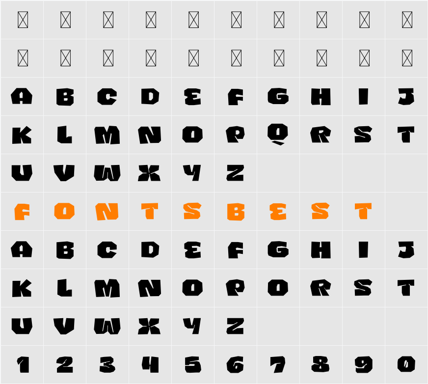 Super Brodie Character Map