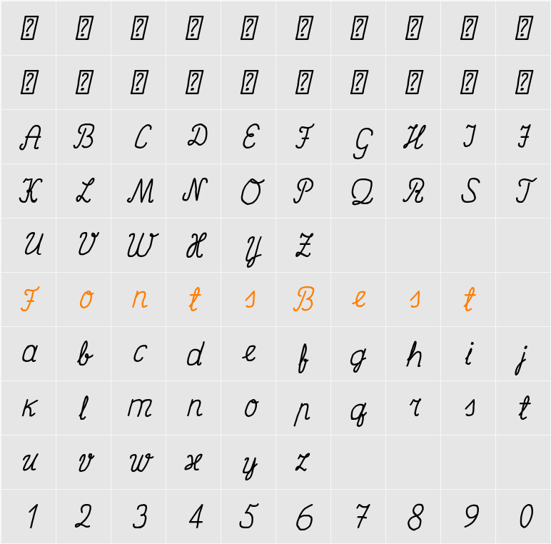 Rapid Penmanship Character Map