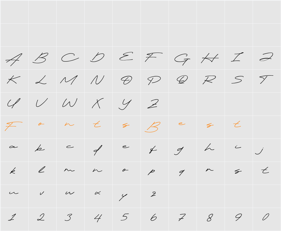 Calloveya Character Map