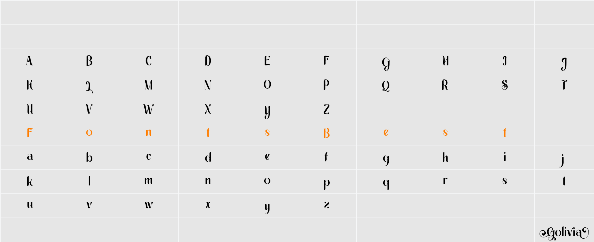 Golivia Character Map