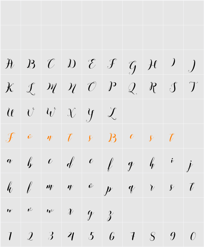 Ismelda Script Character Map