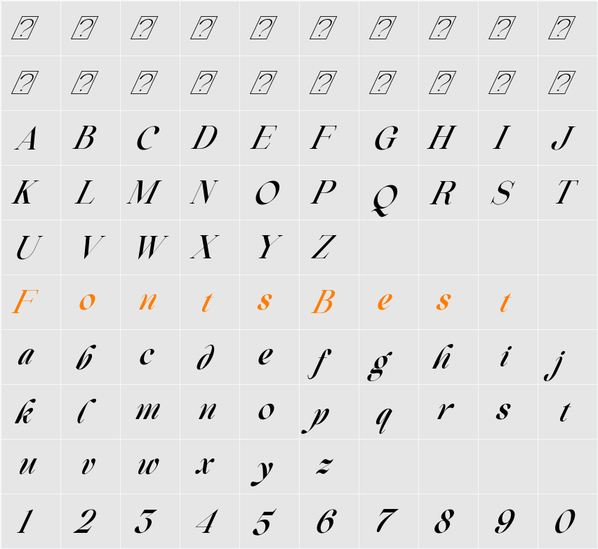 Beautiful Comethrue Demi Bold Ultra Condensed Character Map