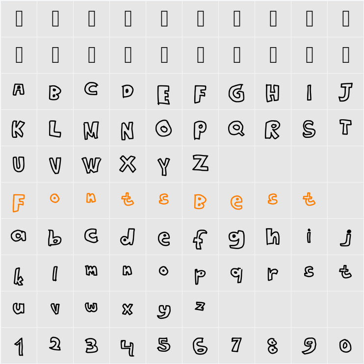 Si Paling Kotak Character Map