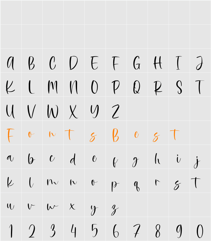 Rusliny Script Character Map