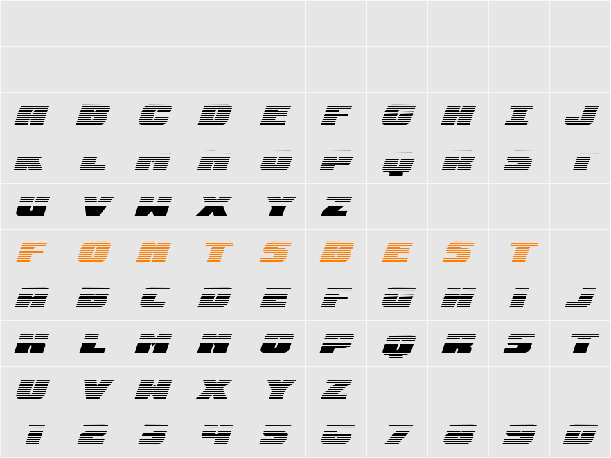 Rapid Response Gradient Italic Character Map