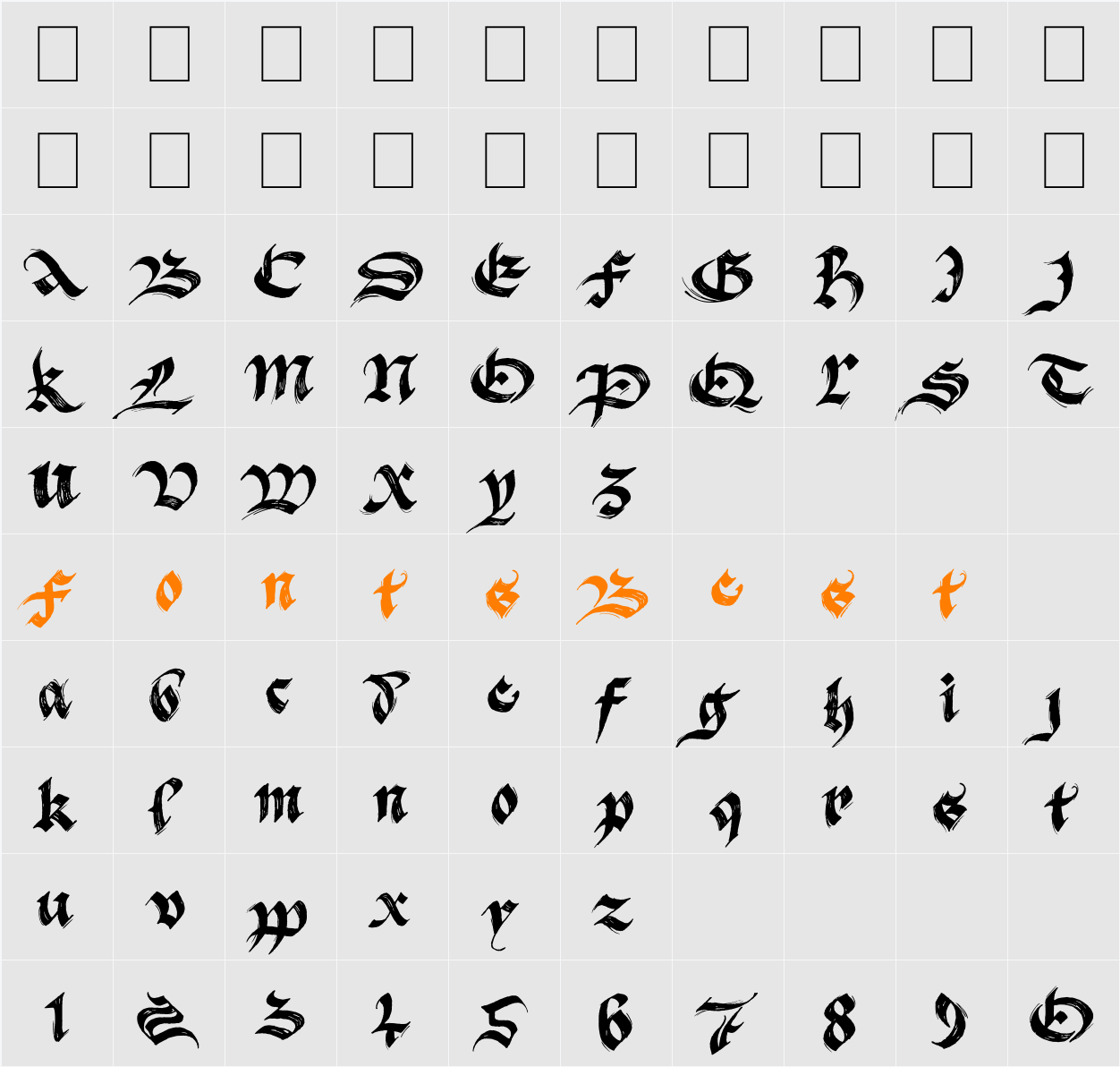 BlackFlag Character Map