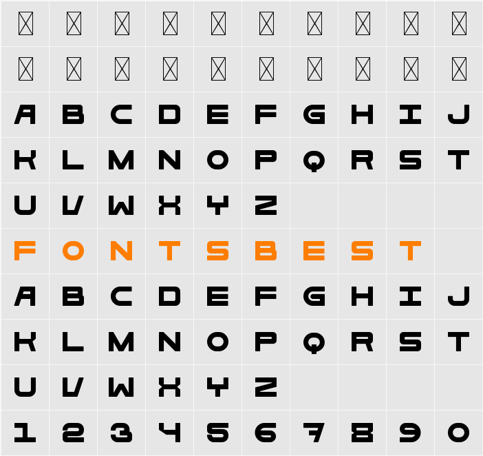 Bold Brick Character Map