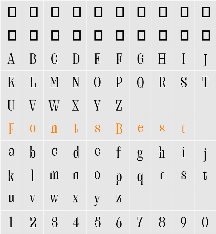 Sonytire Character Map
