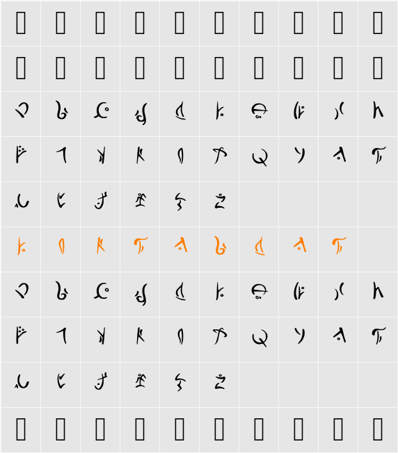 Darnassian Runes Character Map