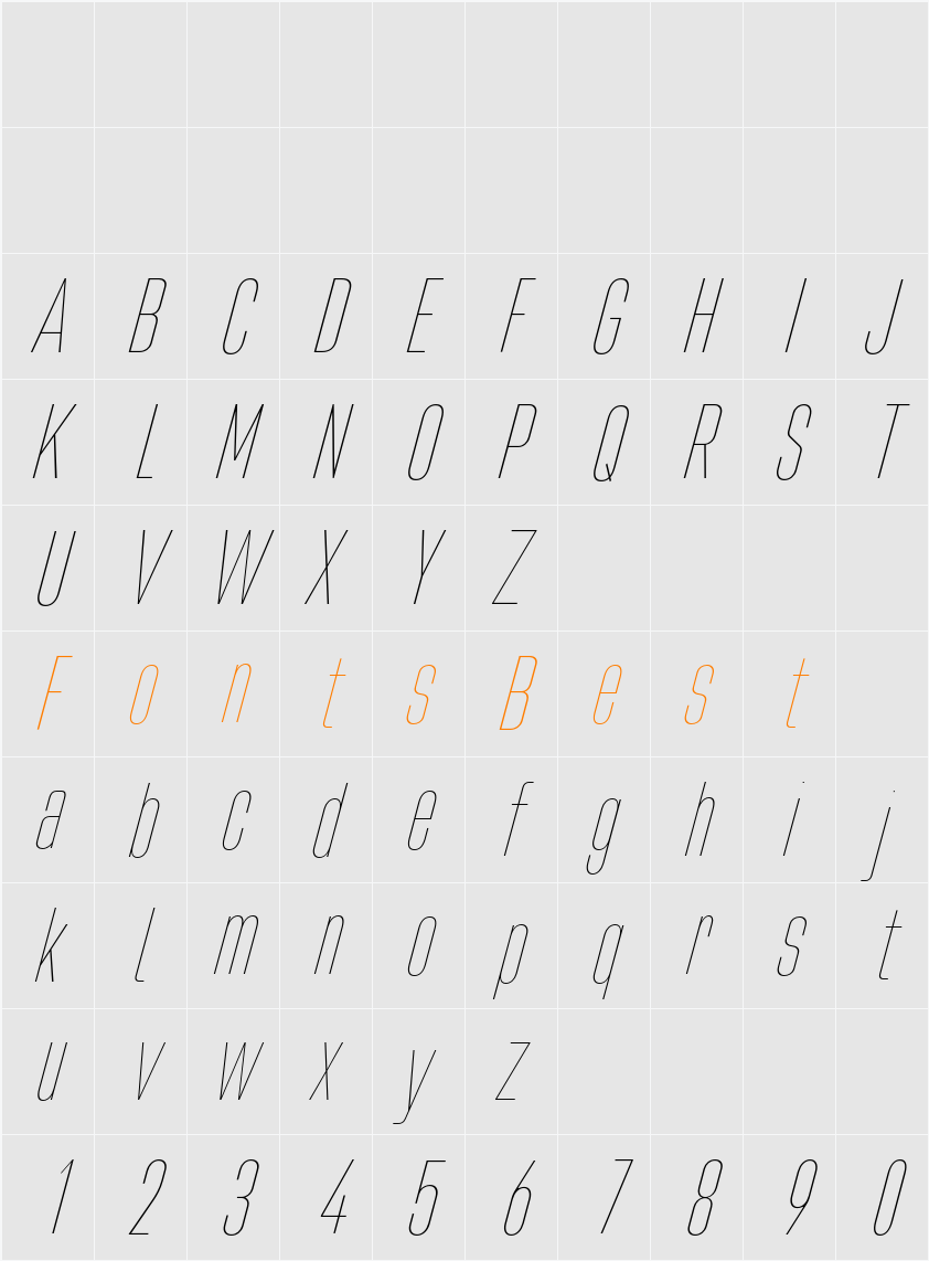 Bilgen Demo Thin Character Map