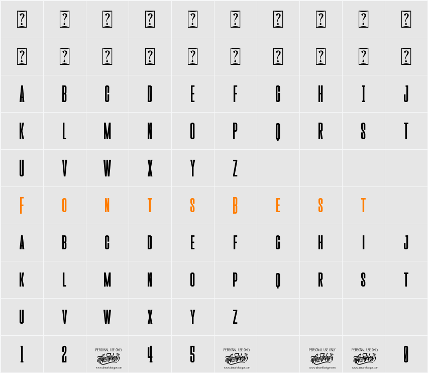 The Chatalestick Sans Character Map
