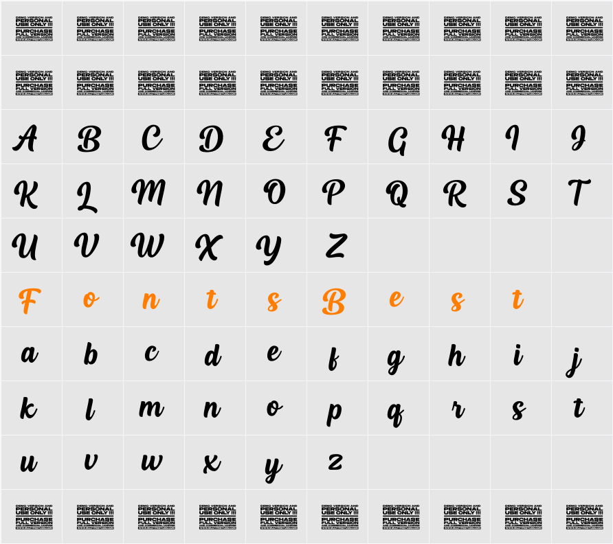 Haliond Character Map