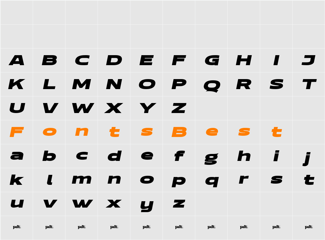 REDOB Regular Slant Character Map