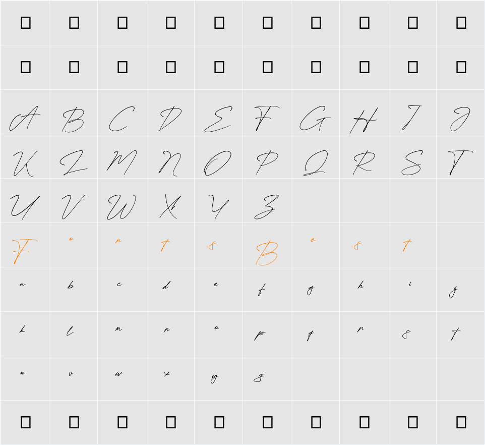 Attallia Signature Personal Use Only Character Map