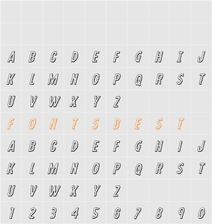 Ampire 3D Italic Character Map