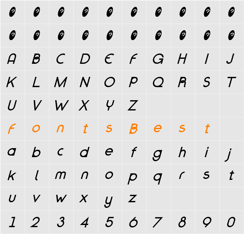 FR Grey Fit Character Map